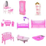 Ensemble de meubles miniatures pour enfants, simulation, placard, table de piano, lit, baignoire, chaussures, ...