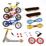 Ensemble de mini scooter a deux roues, jouets educatifs pour enfants, scooter a doigts, vlo, planche ...