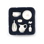 Ensemble miniature de roses pastel florales en cramique, 8 pices / lot, dcoration de bain pour maison ...