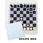 Ensemble de moules d'checs en rsine, moule 3d en silicone pour pices d'checs en rsine epoxy, rutilisable ...