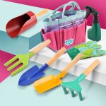Ensemble d'outils de jardinage pour enfants, couleur bonbon, pelle a main, sac de truelle, jouets de ...