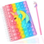 Ensemble de papeterie fidget pop, jouets anti stress carnet pop it avec stylo a bille, cahiers a spirales ...