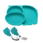 Ensemble de plaques en silicone divis�es pour b�b�, avec ventouse, formation alimentaire, anti - chute, ...