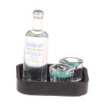Ensemble de plateaux de verre a vin en rsine, bouteille de vodka miniature, simulation de boisson, jouet ...
