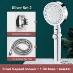 Ensemble de pomme de douche haute pression, 5 modes de réglage, avec tuyau, economie d'eau, arrêt a une ... Ensemble de pomme de douche haute pression, 5 modes de réglage, avec tuyau, economie d'eau, arrêt a une ...