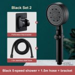 Ensemble de pomme de douche haute pression, 5 modes de réglage, avec tuyau, economie d'eau, arrêt a une ... Ensemble de pomme de douche haute pression, 5 modes de réglage, avec tuyau, economie d'eau, arrêt a une ...