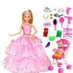 Ensemble de poupes a habiller pour filles, bote - cadeau raliste, princesse de mariage, maison de ...