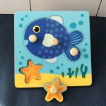 Ensemble de puzzle 3d pour enfant, en bois, planche a main, avec motif de dessin anim, animal, jouet ...