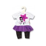 Ensemble rock star (t - shirt, collant, jupe) pour poupe poupon 35 - 45 cm (rf. h12)