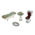 Ensemble de salle de bain en porcelaine verte, 1 ensemble, lavabo, baignoire, meubles de toilette, accessoires ...