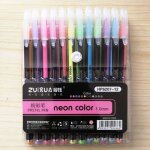 Ensemble de stylos a gel 12 couleurs, mtallique, pastel, paillettes, marqueur de papeterie scolaire, ...