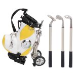 Ensemble de stylos de golf de bureau, 3 stylos  bille et mini sac, sac de stylo de golf en alliage znic ...