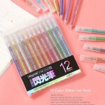 Ensemble de stylos surligneur 12 couleurs, stylo gel de couleur paillete, outil d'criture de peinture ...