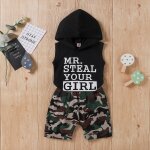 Ensemble de survêtement pour bébés garçons, lettres imprimées, sans manches, haut a capuche, short de ... Ensemble de survêtement pour bébés garçons, lettres imprimées, sans manches, haut a capuche, short de ...