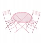 Ensemble table et chaises miniatures pour diorama, mobilier de jardin féerique rose Ensemble table et chaises miniatures pour diorama, mobilier de jardin féerique rose