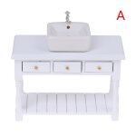 Ensemble de table de lavabo blanche miniature, maison de poup�e 1:12, accessoires de salle de bain, jouets ...