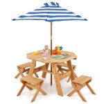 Ensemble de table et tabourets pour enfants de 3 ans et plus table de pique - nique en bois parasol pliable ... Ensemble de table et tabourets pour enfants de 3 ans et plus table de pique - nique en bois parasol pliable ...