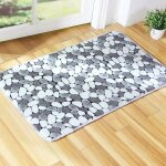 Ensemble de tapis de salle de bain elgant en pierre grise - tapis de douche antidrapant et tapis de ...