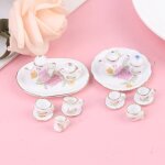 Ensemble de tasses a caf et th en porcelaine, 1 / 12 motifs de fleurs roses miniatures, modle pour ...