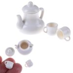 Ensemble de tasses et pots miniatures 1:12 pour maison de poup�e, blanc, jouets, tasses a caf� et th� ...