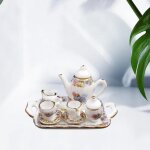 Ensemble de tasses a th� en porcelaine, 8 pi�ces, miniature, maison de poup�e, vaisselle, d�coration, ...