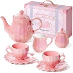 Ensemble de thé en porcelaine 10 pièces pour enfants : théière, tasses, accessoires et valisette, idéal ... Ensemble de thé en porcelaine 10 pièces pour enfants : théière, tasses, accessoires et valisette, idéal ...
