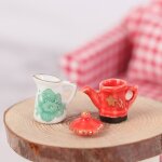 Ensemble de thire + horloge a motif floral miniature, meubles de cuisine, accessoires pour maison de ...