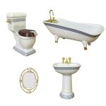 Ensemble de toilette et baignoire pour maison de poup�e 1 / 12, meubles de salle de bain miniatures, ...