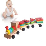 Ensemble de train et camion en bois pour enfants, jouet de d�veloppement pour b�b�s, blocs g�om�triques, ...