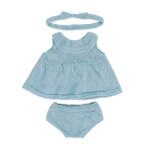 Ensemble tricot 38cm - robe et bandeau bleu