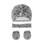 Ensemble de trois pices pour cheveux de bb, bandeau a rayures imprimes, bonnet pour enfants avec ...