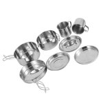 Ensemble d'ustensiles de cuisine de camping en acier inoxydable, casseroles et poles de cuisine compactes ...