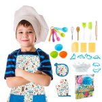 Ensemble d'ustensiles de cuisson pour enfants, 26 pices, tablier de cuisson, moule a gteau, maison ...
