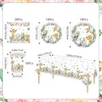 Ensemble de vaisselle anniversaire animaux 69 pi�ces, animaux jungle assiettes en papier, tasses, serviettes, ...