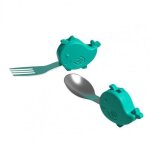 Ensemble de vaisselle pour b�b�, poign�e en silicone, anti - br�lure, deux styles, mini formation, cuill�re ...