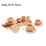 Ensemble de vaisselle en bois, outils, th�i�re, tasse a th�, jouet de f�te, maison de poup�e miniature, ...