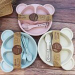 Ensemble de vaisselle, bol, cuillre, fourchette, nourriture pour bb, dessin anim, panda, enfants, ...