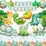 Ensemble de vaisselle de fte d'anniversaire dinosaure vert pour garons et filles avec assiettes en ...