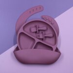 Ensemble de vaisselle en silicone antid�rapant, 4 pi�ces / lot, assiette d'alimentation pour b�b�, bavoir ...