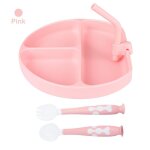 Ensemble de vaisselle en silicone pour bb, couleur unie, bavoir impermable pour nouveau - n, tissu ...