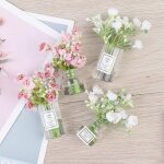 Ensemble de vase a fleurs rose jasmine pour maison de poupe 1:12, simulation de plantes en pot