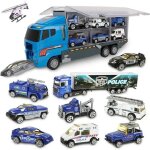 Ensemble de v�hicules de police 10 en 1 coolplay camion de transport noir + 10 mini v�hicules die - cast ...