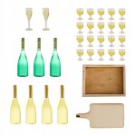 Ensemble de verres  champagne miniatures pour maison de poupes  l'chelle 1 / 12, pour dner en club, ...