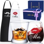 Ensemble de verres a whisky mr & mrs appron et vin, cadeaux de fiançailles pour couples, cadeau d'anniversaire ... Ensemble de verres a whisky mr & mrs appron et vin, cadeaux de fiançailles pour couples, cadeau d'anniversaire ...