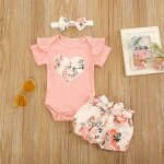 Ensemble de vtements pour bbs filles, nouveau - n, barboteuse a manches courtes, cur a volants, ...