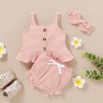 Ensemble de vêtements d'été pour bébés filles hauts + shorts + bandeau, tenue Ensemble de vêtements d'été pour bébés filles hauts + shorts + bandeau, tenue