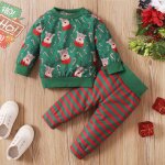 Ensemble de vtements de nol pour bbs, pull, haut + pantalon ray, motif cerf et elan, tenue pour ...