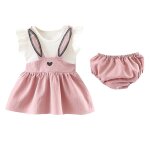 Ensemble de vtements pour nouveau - n fille, sans manches, motif de dessin anim, lapin, oreilles de ...