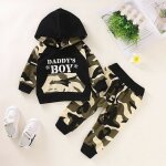 Ensemble de vtements pour nouveau - n garon, t - shirt a capuche avec lettres et pantalon de camouflage, ...