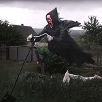 Epouvantail de visage fantme effrayant d'halloween, bricolage, dcoration de fte de jardin en plein ...